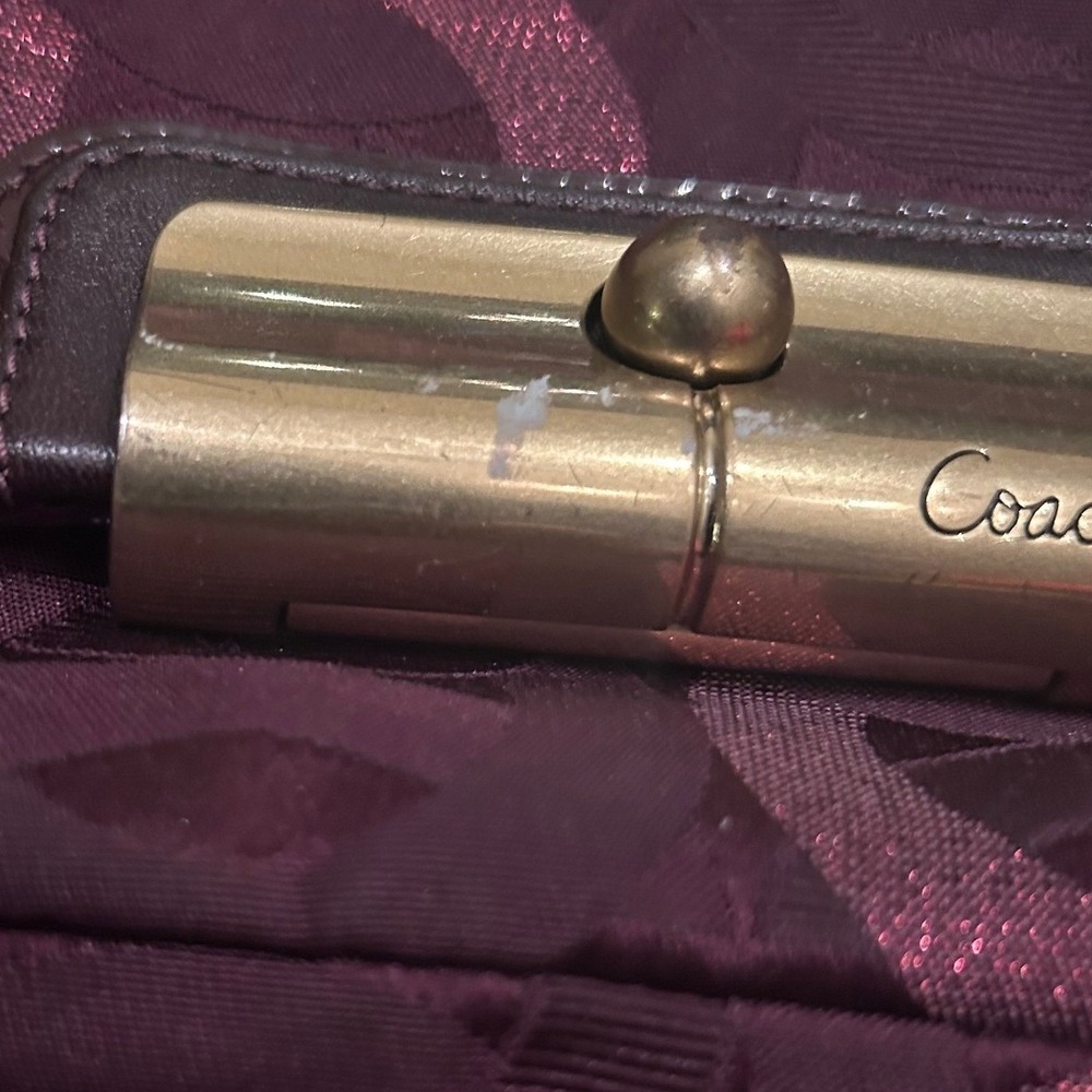 Coach Kristin Hobo Bag Purse Plum Metallic Turnlock Y2K Designer Monogram Luxury - Picture 10 of 11